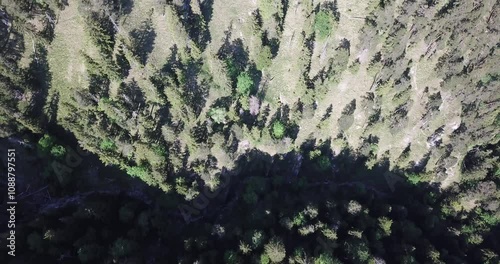 Aerial view, Drone flight over Hoher Ziegspitz, mountains in Bayern, Germany photo