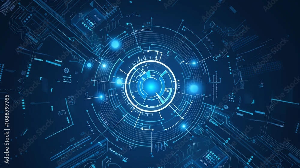 Abstract futuristic technology background with a glowing blue circuit board. Abstract futuristic technology background with a glowing blue circuit board.