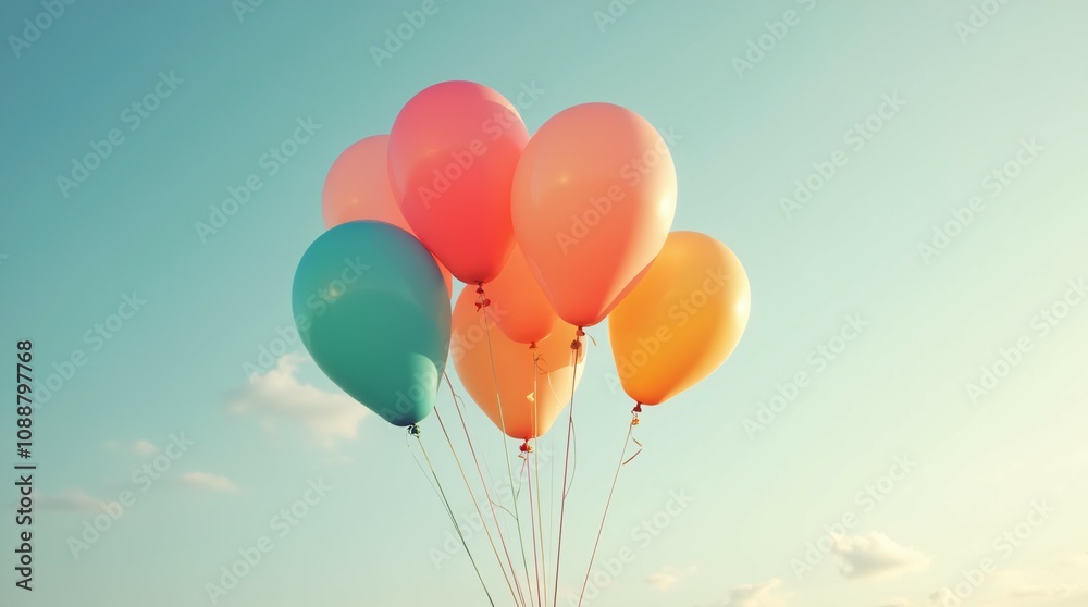 Coloful Birthday Balloons in the Sky. Coloful Birthday Balloons in the Sky.