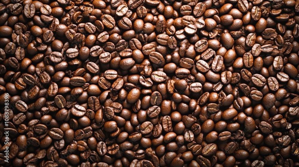 Fototapeta premium High-quality roasted coffee beans in a rich, dark brown color, perfect for brewing.