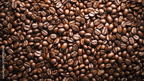 High-quality roasted coffee beans in a rich, dark brown color, perfect for brewing. photo