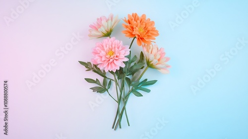 Vibrant Floral Arrangement on Pastel Gradient Background