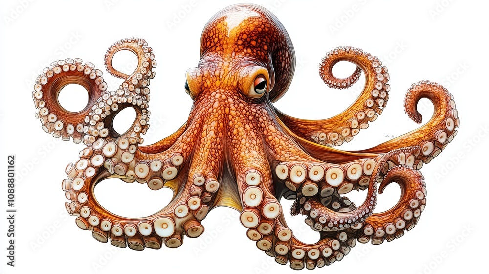 Obraz premium Hand-Drawn Octopus Illustration on White Background