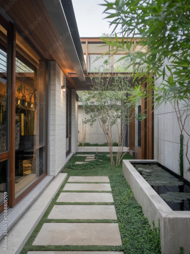 Modern Contemporary Home with Floor-to-Ceiling Windows and Beautiful Landscaping Modern Contemporary Home with Floor-to-Ceiling Windows and Beautiful Landscaping