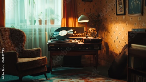 Wallpaper Mural Vintage room with record player. Torontodigital.ca