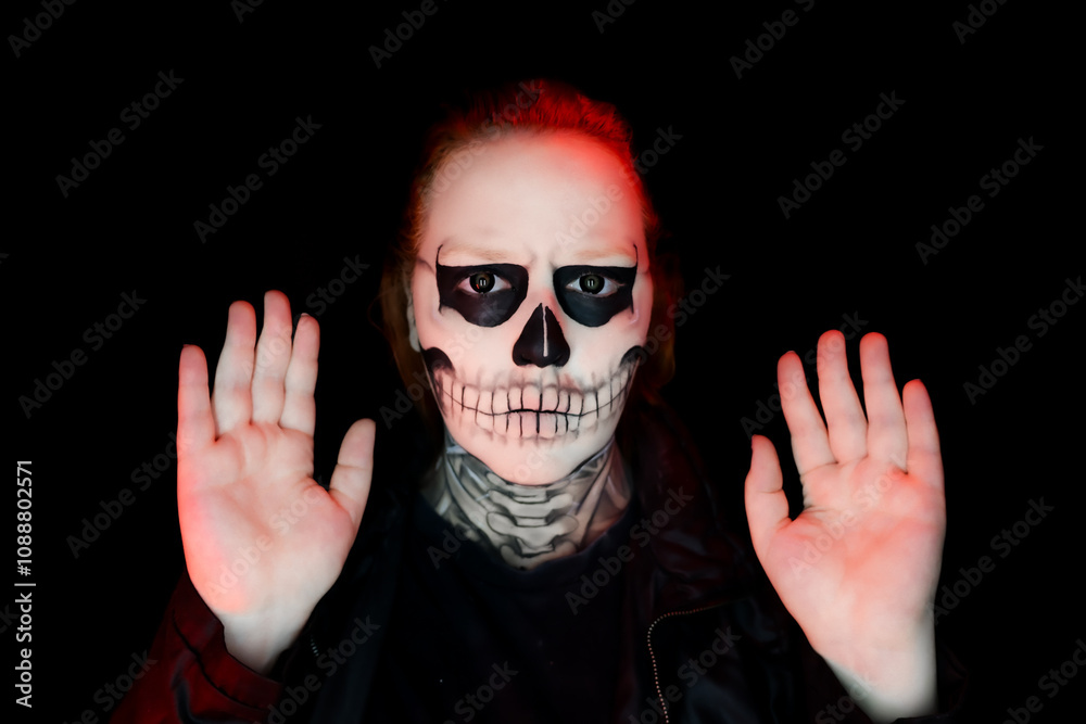 Model wearing makeup reminiscent of an American Horror Story character - Tate Langdon