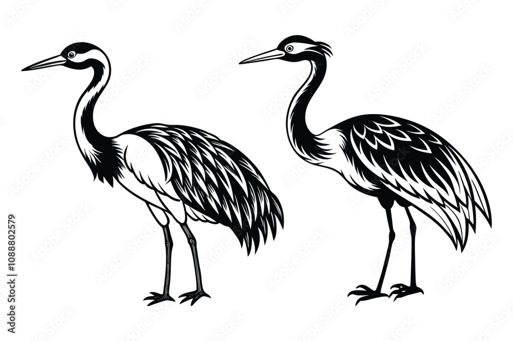 crane animal silhouette vector illustration white background crane animal silhouette vector illustration white background