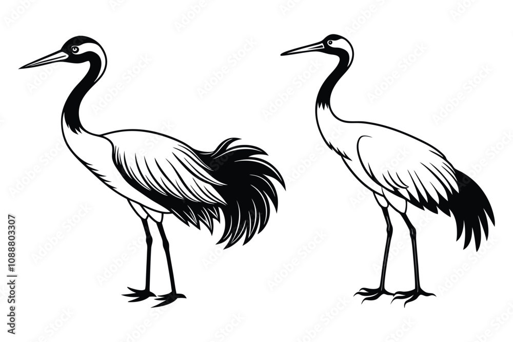 Fototapeta premium crane animal silhouette vector illustration white background