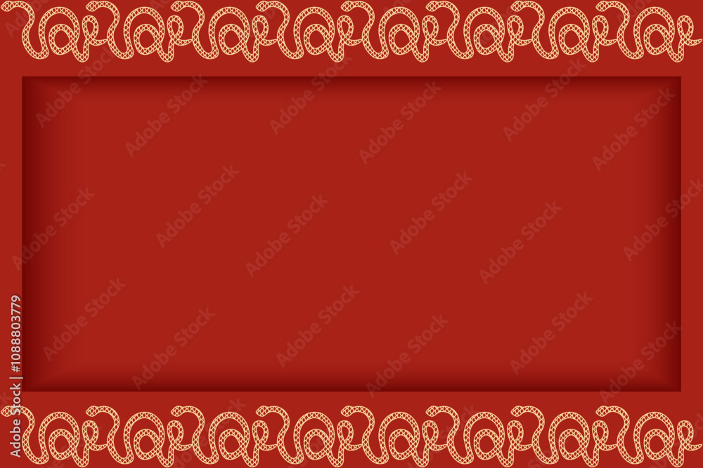 3D Chinese new year Frame with gold Snake and Copy Space. Blank festive Frame in traditional asian style. Abstract 3D vector illustration. EPS 10 3D Chinese new year Frame with gold Snake and Copy Space. Blank festive Frame in traditional asian style. Abstract 3D vector illustration. EPS 10