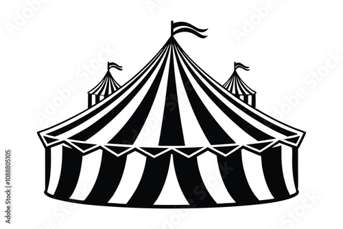 circus tent icon silhouette vector illustration on a white background