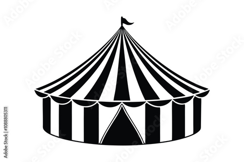 circus tent icon silhouette vector illustration on a white background