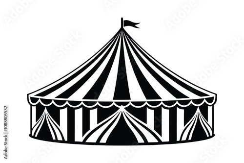 circus tent icon silhouette vector illustration on a white background