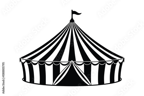 circus tent icon silhouette vector illustration on a white background
