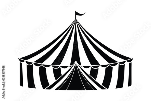 circus tent silhouette vector illustration on a white background