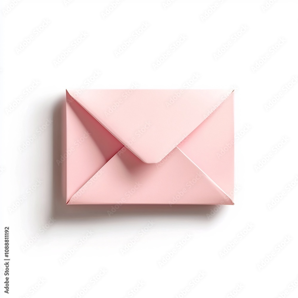 Pink Envelope on Plain White Background,Isolated Postal Delivery Concept Pink Envelope on Plain White Background,Isolated Postal Delivery Concept