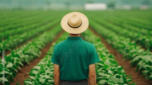 Farmer Maintaining Diverse Vegetable Beds for Soil Health and Sustainability