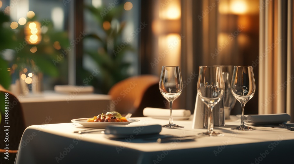 Elegant restaurant table setting. Elegant restaurant table setting.