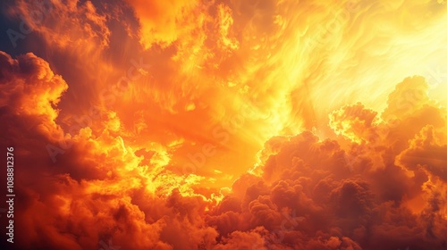 Fiery Sunset Sky with Dramatic Clouds