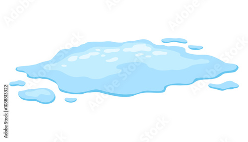 Obraz na płótnie Water spill puddle. Blue liquid shape in flat cartoon style. Clean fluid drop design element isolated on white background w salonie