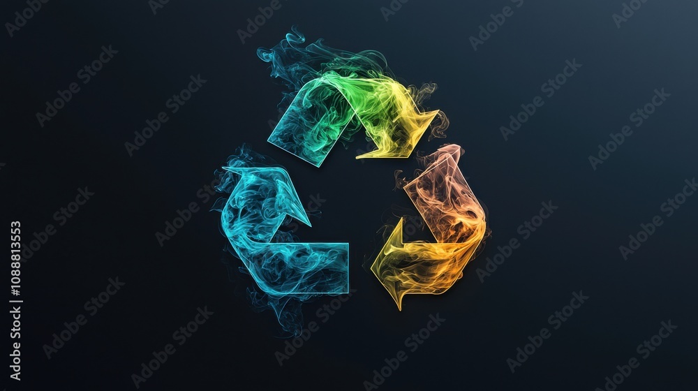 Vivid abstract smoke recycling logo digital art contemporary design creative environment close-up unique concept Vivid abstract smoke recycling logo digital art contemporary design creative environment close-up unique concept
