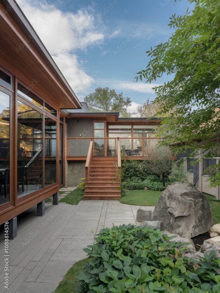 Modern Contemporary Home with Floor-to-Ceiling Windows and Beautiful Landscaping Modern Contemporary Home with Floor-to-Ceiling Windows and Beautiful Landscaping