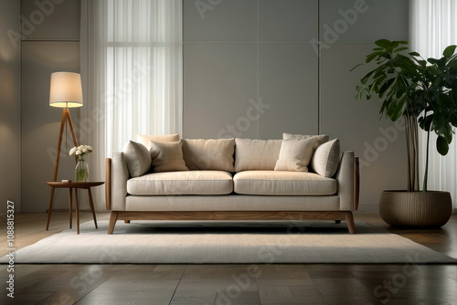 Living room with two-seater sofa photo