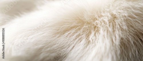 Close-up of soft, fluffy, white fur texture. (1) photo