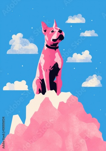 Dog on top of the mountain peek animal outdoors mammal. photo