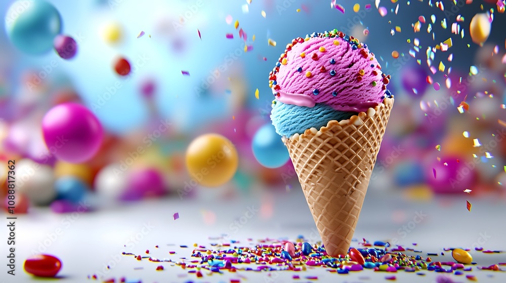 Vibrant Multicolored Ice Cream Scoop Delight Vibrant Multicolored Ice Cream Scoop Delight