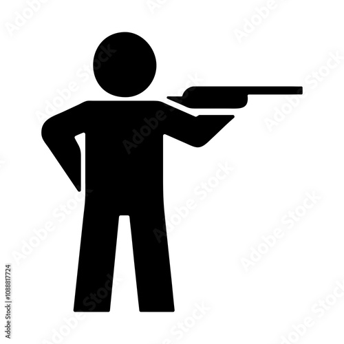  Person holding a gun with both arms, full body vector illustration image on wthite background.