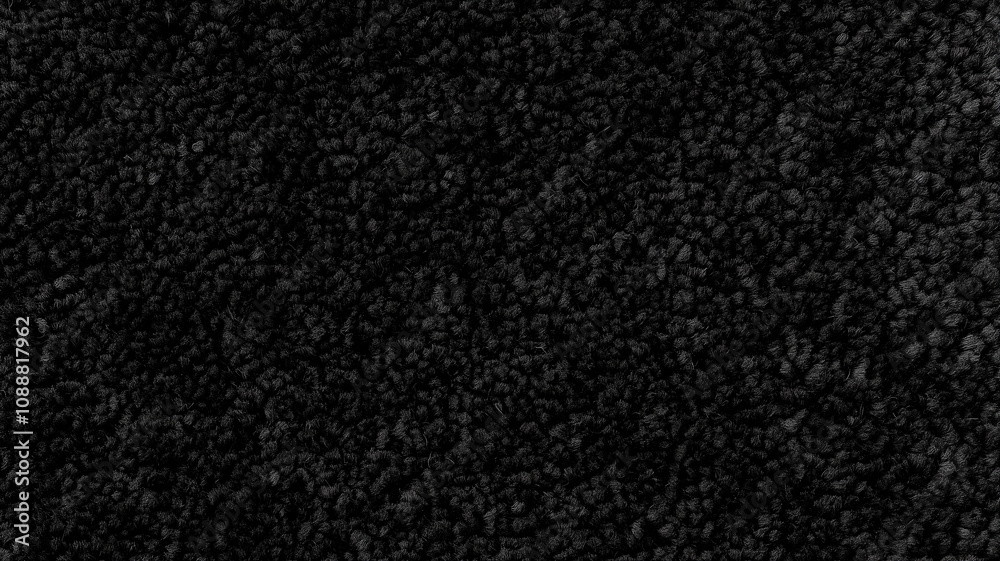 Fototapeta premium Close-up of dense black carpet fibers with a textured surface, providing a soft, luxurious feel and deep, rich color for modern interiors