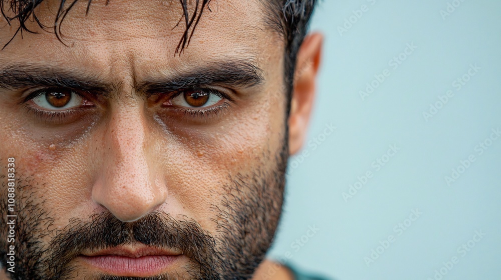 Obraz premium Close up Shot of Determined Athlete s Face After Intense Workout Displaying Grit and Perseverance