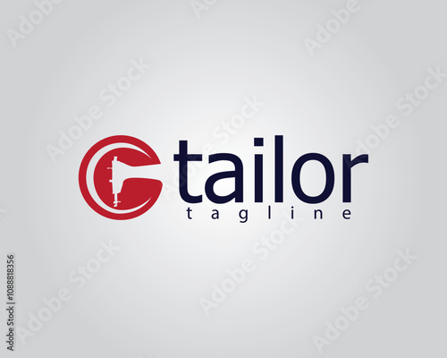 creative sewing machine shadow inside circle logo design