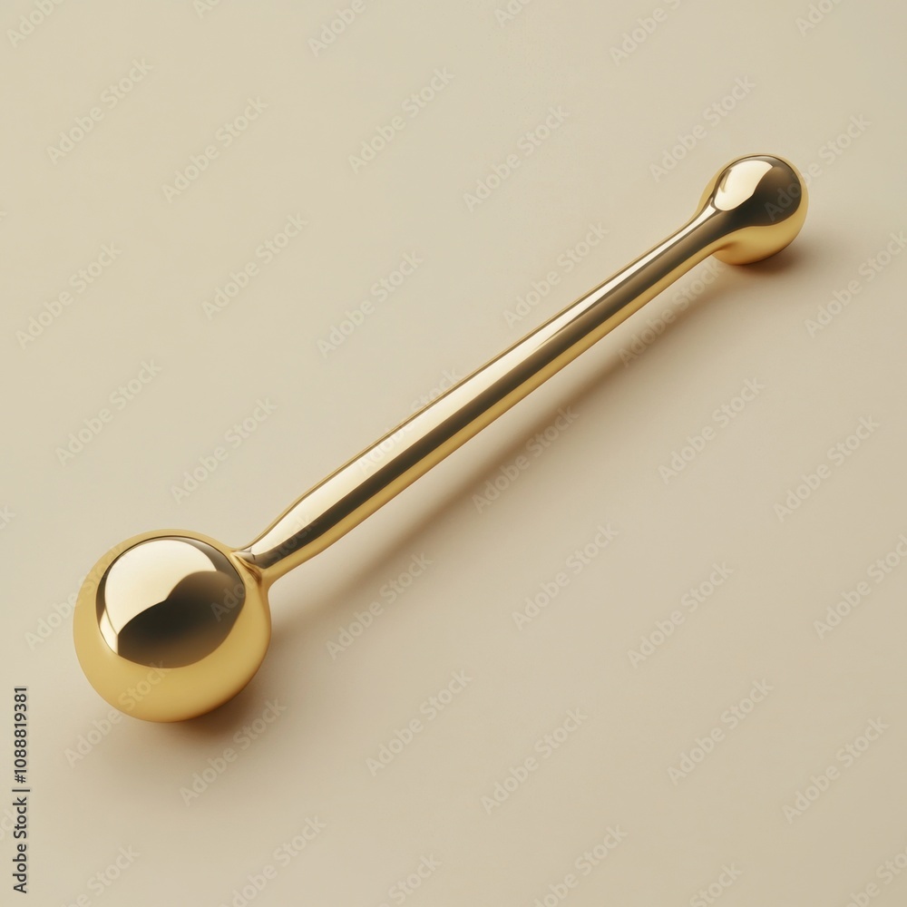 Minimalist Golden Barbell on Neutral Background Minimalist Golden Barbell on Neutral Background