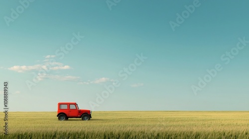 Tractor Cultivating Biofuel Powered Field Under Clear Blue Sky