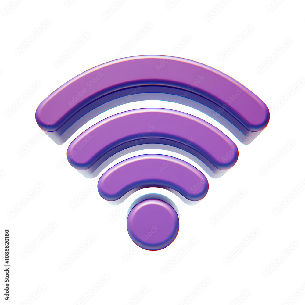 3D Wi-Fi Icon with Purple Gradient Design 3D Wi-Fi Icon with Purple Gradient Design
