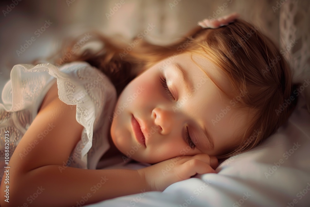 Peaceful Sleeping Child on Soft Bed Peaceful Sleeping Child on Soft Bed