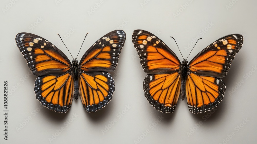 Fototapeta premium Two Monarch Butterflies: A Glimpse of Nature's Beauty