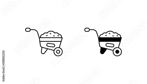 Wheelbarrow icon design with white background stock illustration