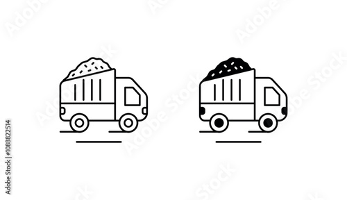 Dump Truck icon design with white background stock illustration