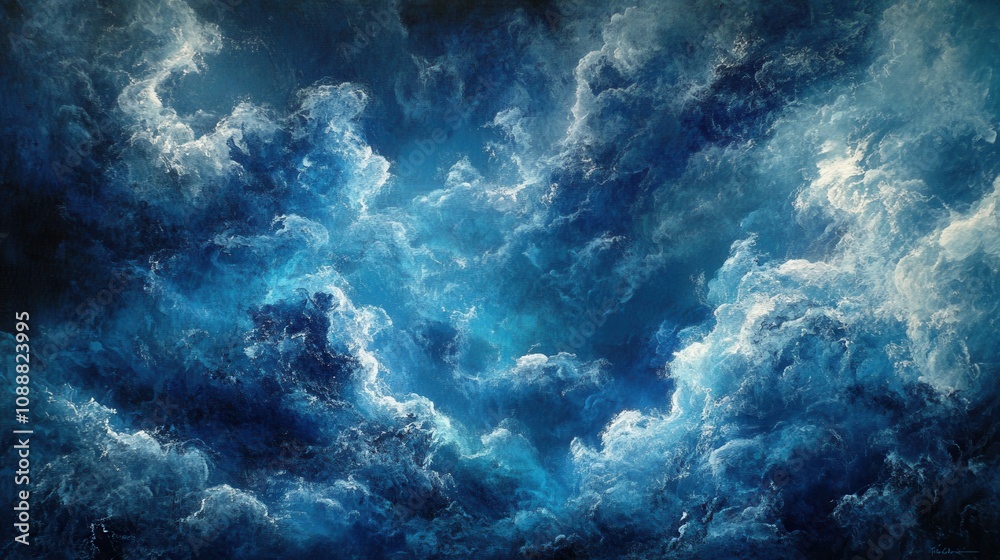 Dark blue stormy sky. Generative AI