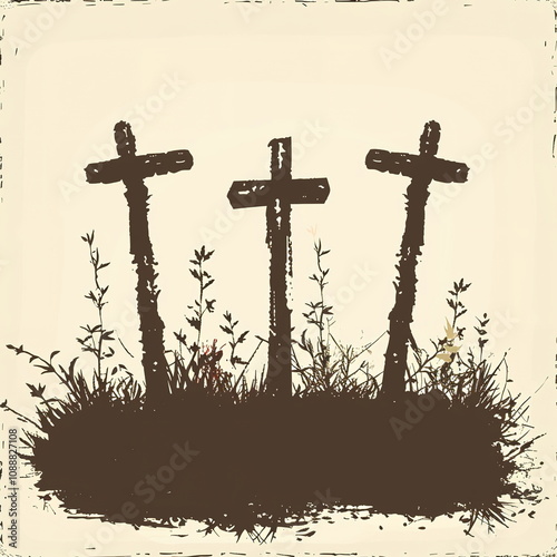 The concept of the silhouette of the three cross  