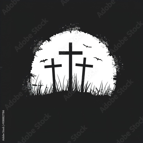 The concept of the silhouette of the three cross  