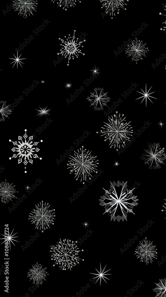 Snowflake pattern white black line.