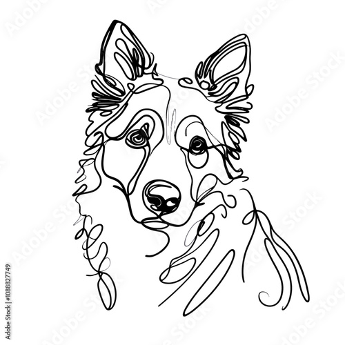 Minimalist Line Art of Australian Cattle Dog