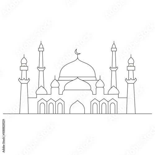 Mosque dodle handrawn line art