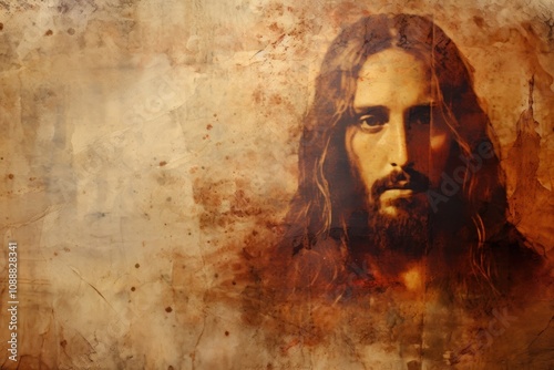 Jesus Christ portrait painting representation.