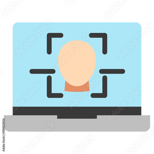 Face Recognition flat color icon. use for modern concept, print, UI, UX kit, web and app development. Vector EPS 10, related to artificial intelligence, technology theme.