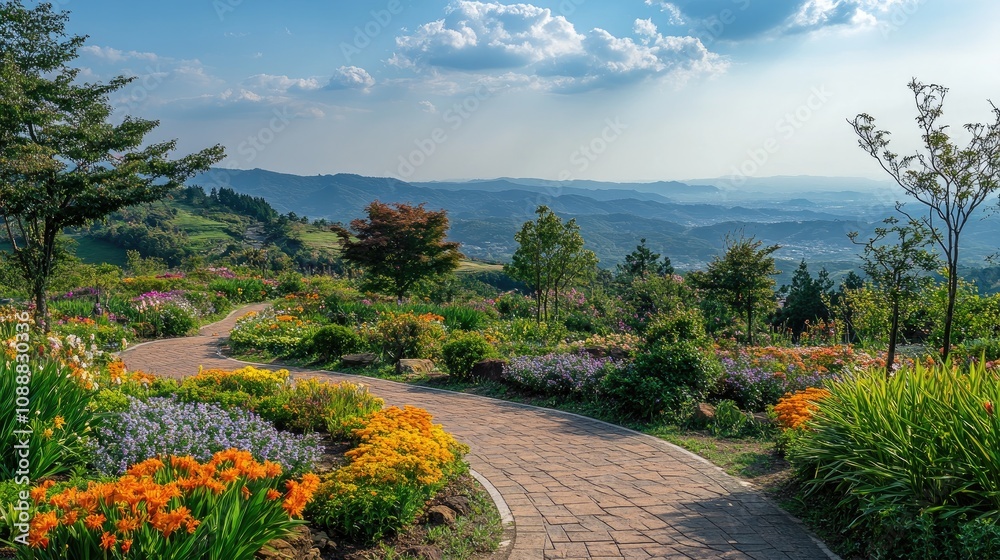Obraz premium Breathtaking Spring Landscape at Hanadaka Observation Point