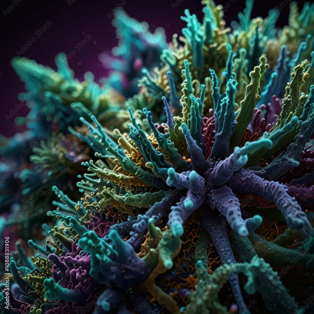 Obraz premium a close up of a purple and green plant with purple and green colors. generative AI